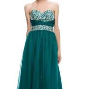 Green Strapless Party Dress